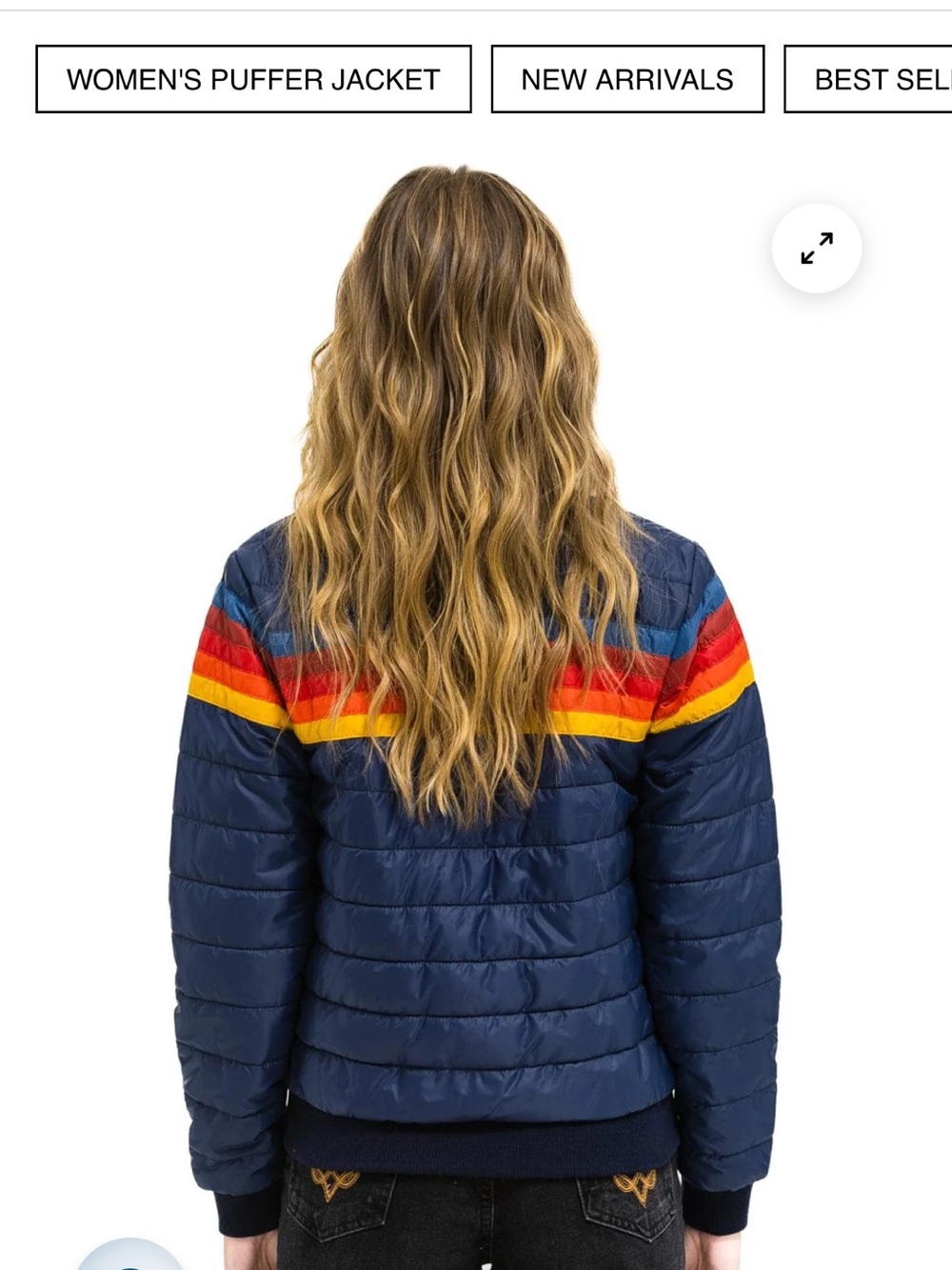 Aviator Nation NWOT Navy Puffer Jacket with Multi-Color Stripe - AV - Picture 4 of 7